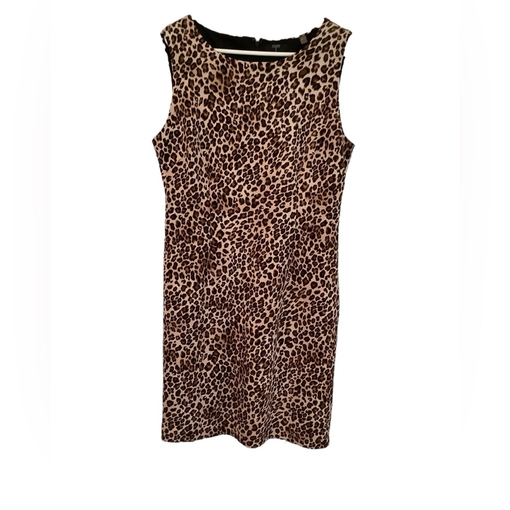 TAHARI leopard‎ print sleeveless stretchy dress. Size 14